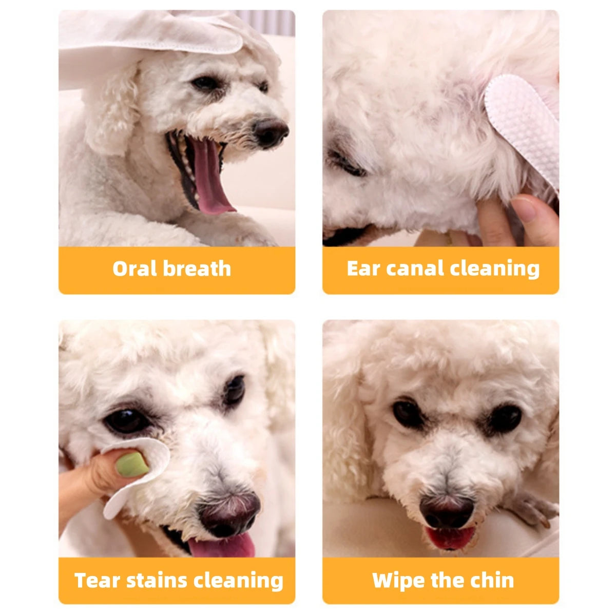 Pet Finger Cot Wipes for Dogs & Cats – 50 Pack Disposable