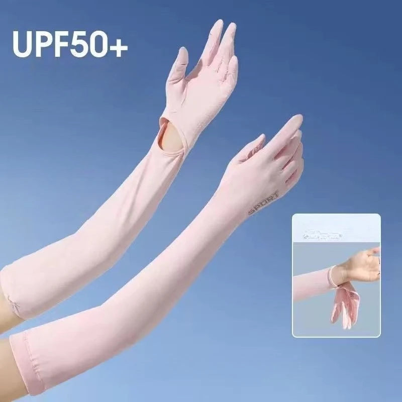 Ice Silk UPF 50+ UV Sun Arm Sleeves | Women's Driving Gloves