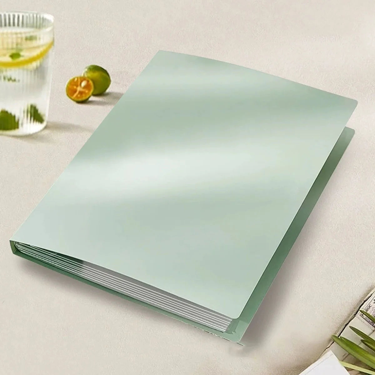 A4 Data Book Green Gradient Color Folder Student Exam Paper Storage Book Large Capacity 30 Pages Practical Office Supplies New Peaceful Pleasures Health and Wellness Mint Green