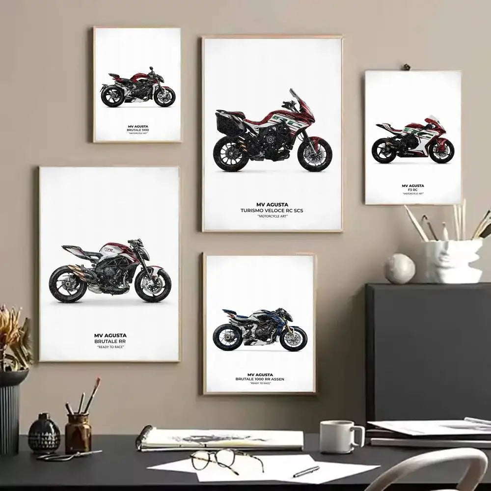 Cool Motorcycle A_AgustaS Design HD Linen Canvas Poster Wall Art Prints for Living Room Bedroom Office Home Decoration Gift Peaceful Pleasures Health and Wellness
