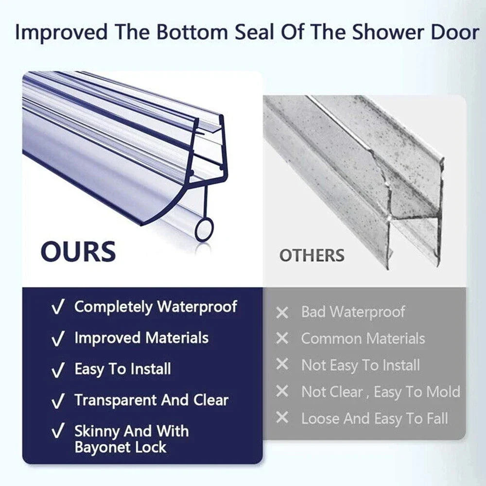 PVC Shower Door Seal Strip – Glue-Free Waterproof Glass Gap