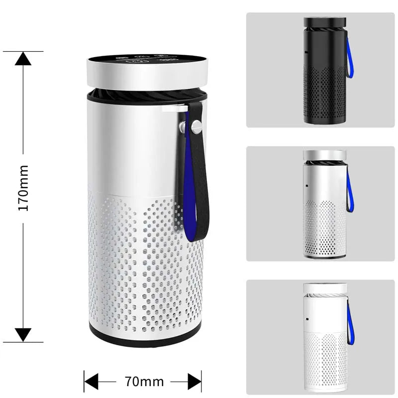 LED Touch Screen Mini Filter UVC Light Ionizer Negative Ion Portable Household Hotel Car Air Purifier Peaceful Pleasures Health and Wellness