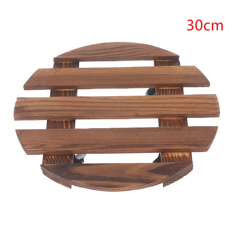 Wood Rolling Plant Caddy | 360° Lockable Wheels | Indoor & Outdoor