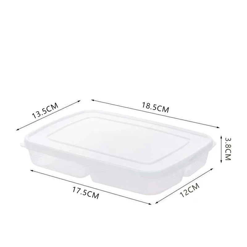 Refrigerator Storage Box Packed Meal Crisper Food Grade Sealed Food Frozen Meat Four-Compartment Refrigerated Storage Peaceful Pleasures Health and Wellness transparent