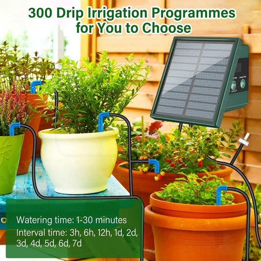 New DIY Solar Drip Irrigation System Square Solar Drip Irrigation Belt With 10 Drip Heads For Gardens Courtyards Orchards Peaceful Pleasures Health and Wellness