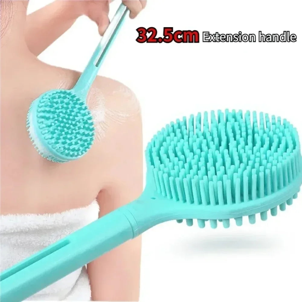 Silicone Long Handle Bath Brush – Double-Sided Body Scrub Body Scrub Brush Peaceful Pleasures Health and Wellness