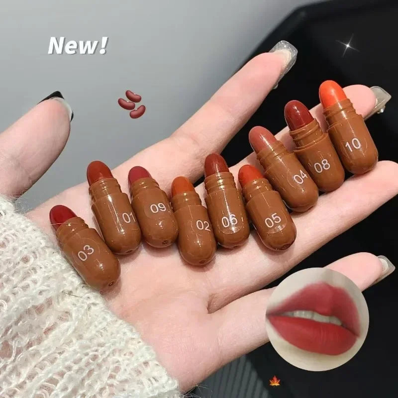 10-Pc Mini Cocoa Capsule Lipstick Set – Matte Velvet Long-Lasting