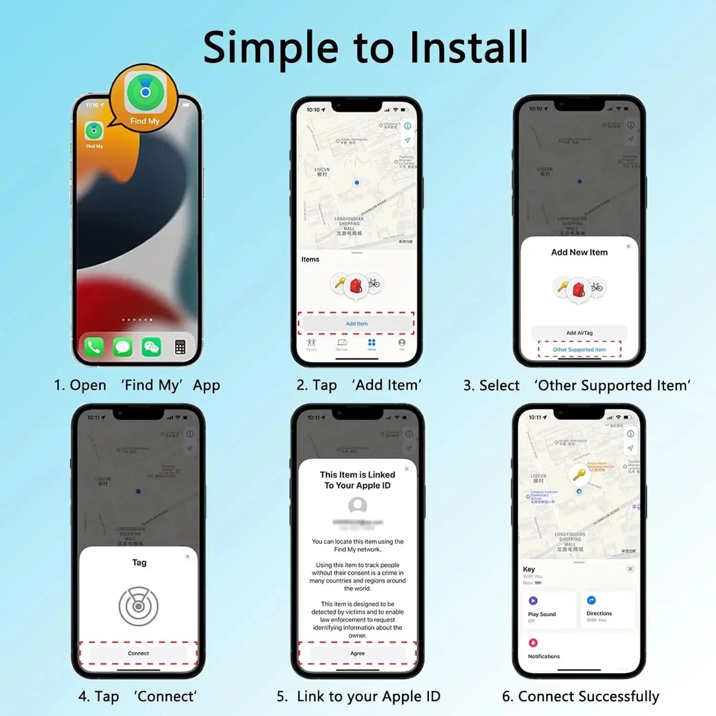 GGBEE Bluetooth Tracker – Works with Apple Find My App (iOS)