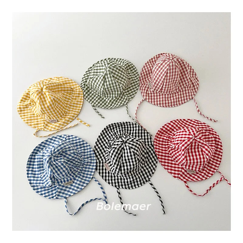 Baby Wide Brim Plaid Bucket Sun Hat | Cotton, Boys & Girls
