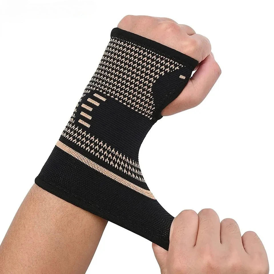 1Pcs Copper Professional Wristband Sports Compression Wrist Guard Arthritis Brace Sleeve Support Elastic Palm Hand Glove Peaceful Pleasures Health and Wellness