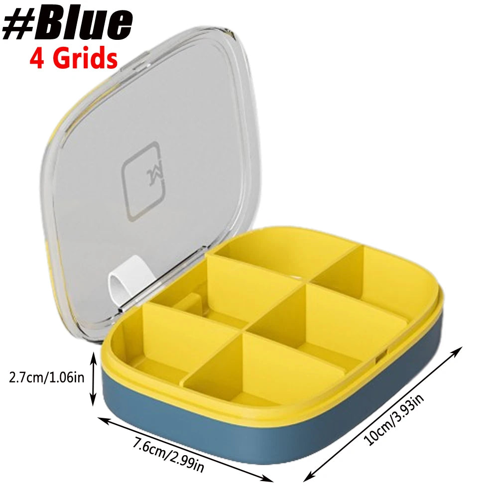 1Pcs Pill Case Portable Small Weekly Travel Pill Organizer Portable Pocket Pill Box Dispenser for Purse Vitamin Fish Oil Pillbox Peaceful Pleasures Health and Wellness 6 Grids-Blue 1