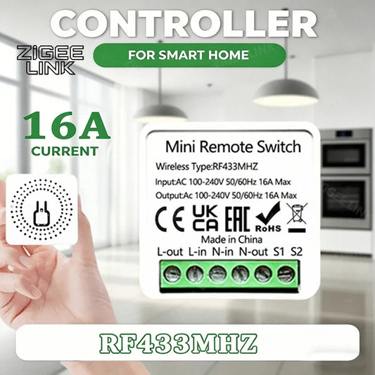 16A RF 433MHz Smart Switch Relay – 2-Way Wireless Control Module Smart Relay Module Oasis Select