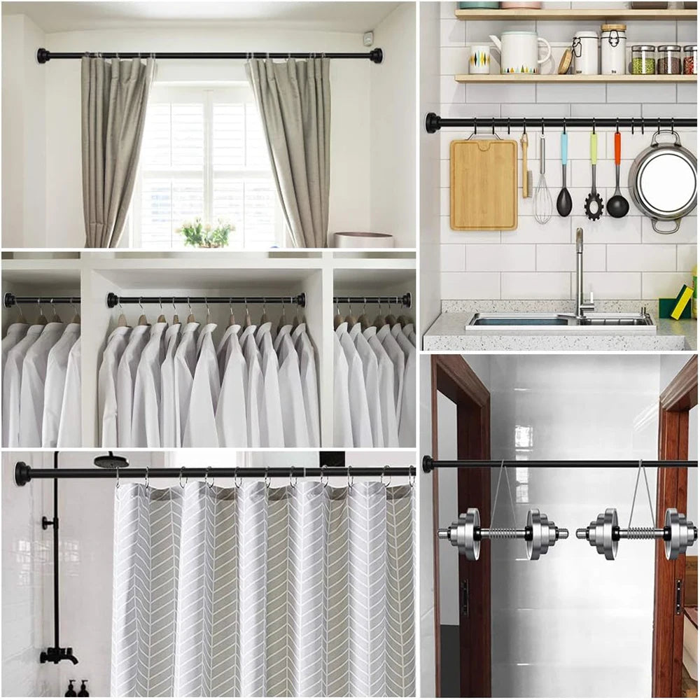 No-Drill Tension Shower Curtain Rod | Adjustable Steel Pole