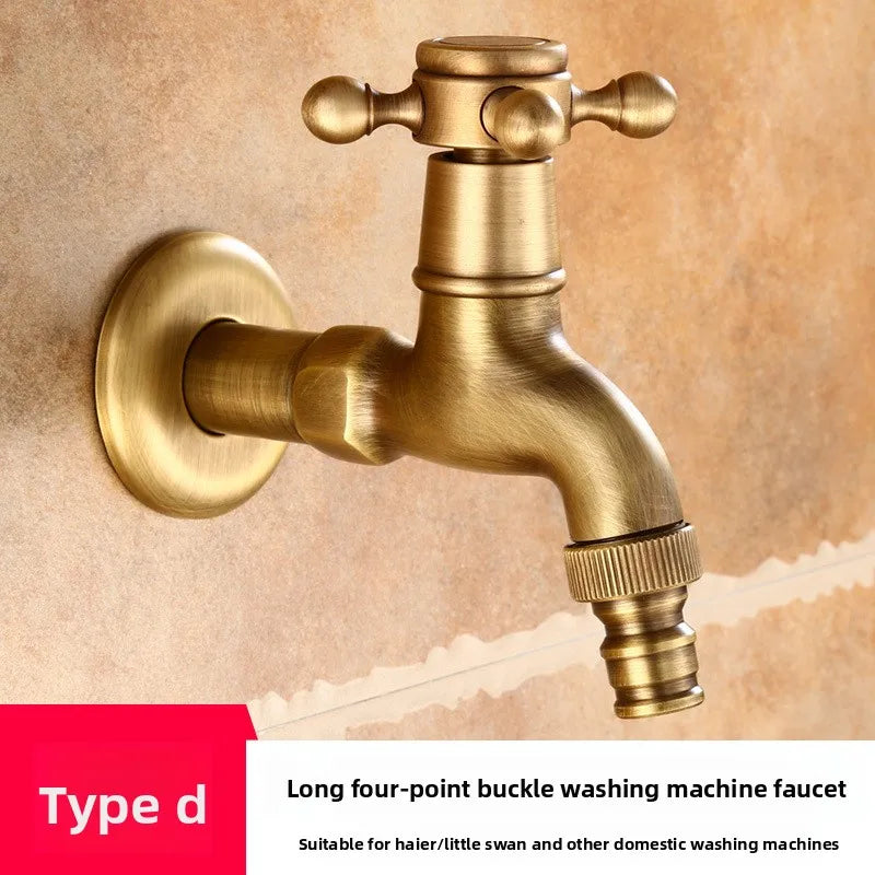 Vintage Solid Brass Single Handle Wall Mount Faucet