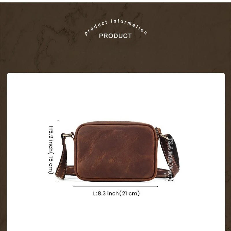 Men's Genuine Leather Retro Crossbody Messenger Bag