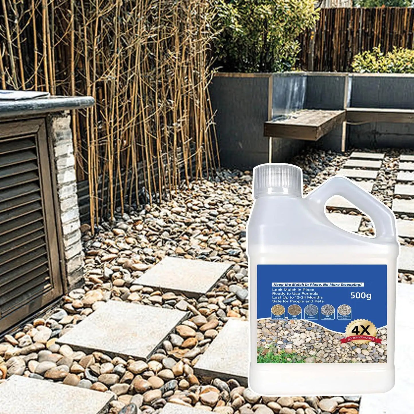 500g Mulch Rock Adhesive Pea Gravel Sticky Rock Glue Fast Drying Glue Outdoor Yard Patio Stones Landscape Adhesive Peaceful Pleasures Health and Wellness
