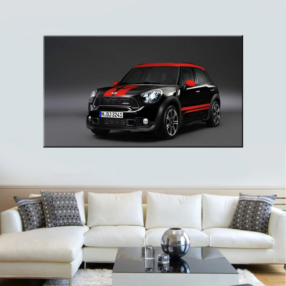 Mini Cooper Canvas Wall Art – Car Poster Print for Bedroom Canvas Wall Art Peaceful Pleasures Health and Wellness