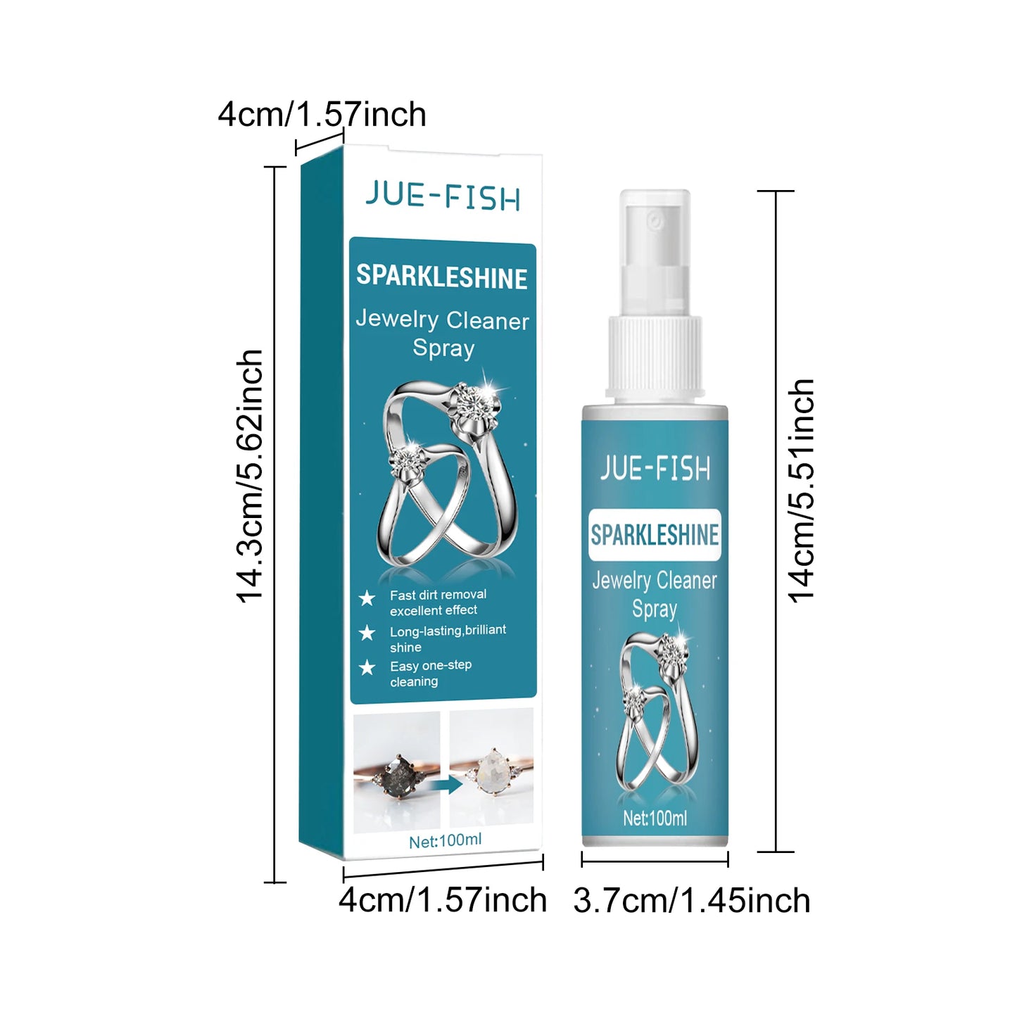 Jue-Fish 100ml Jewelry Cleaner Spray | Shine & Anti-Oxidation
