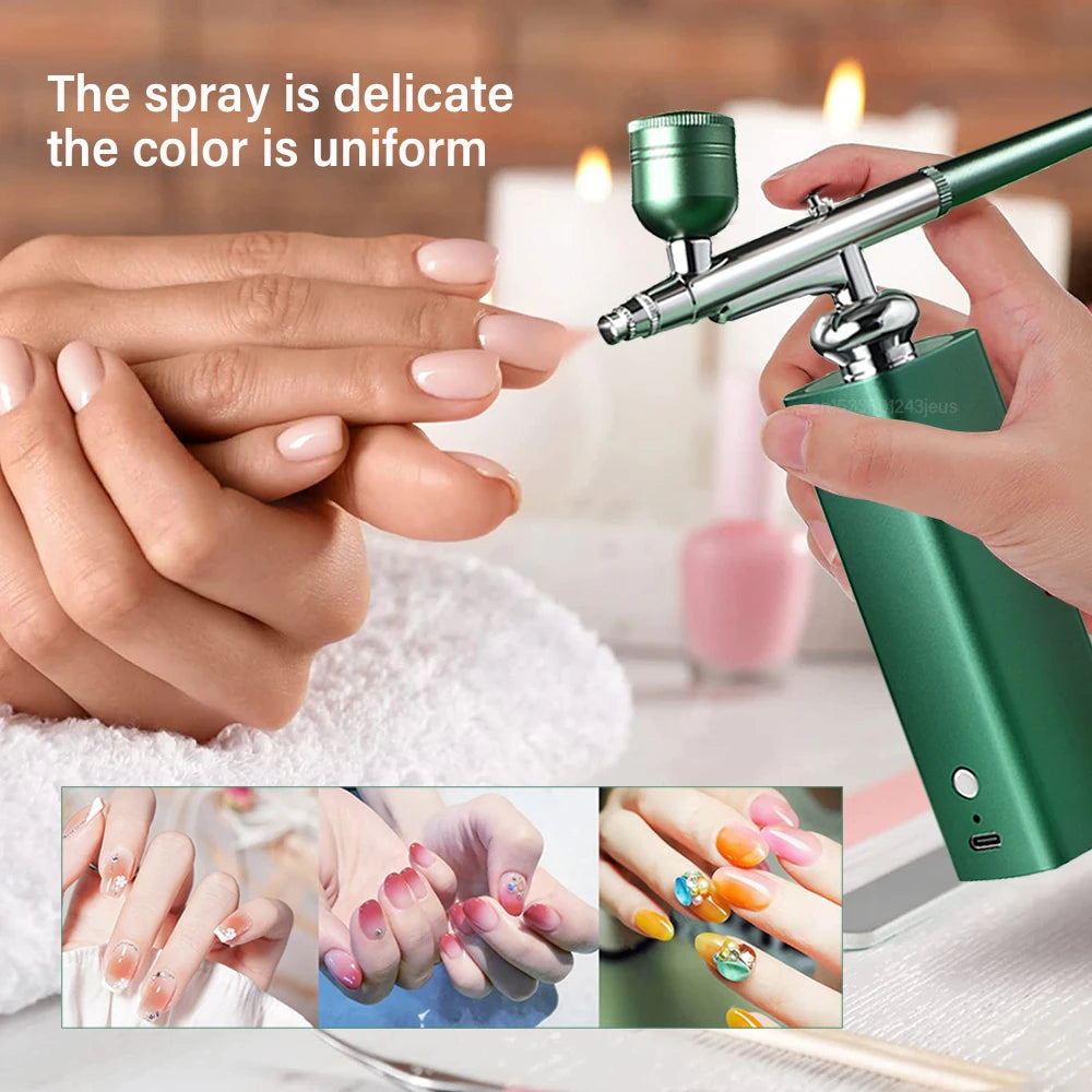 Nail Airbrush Air Compressor Portable Airbrush For Nail Cake Tattoo Makeup Air Brush Nail Art Paint Compressor Oxygen Injection Peaceful Pleasures Health and Wellness