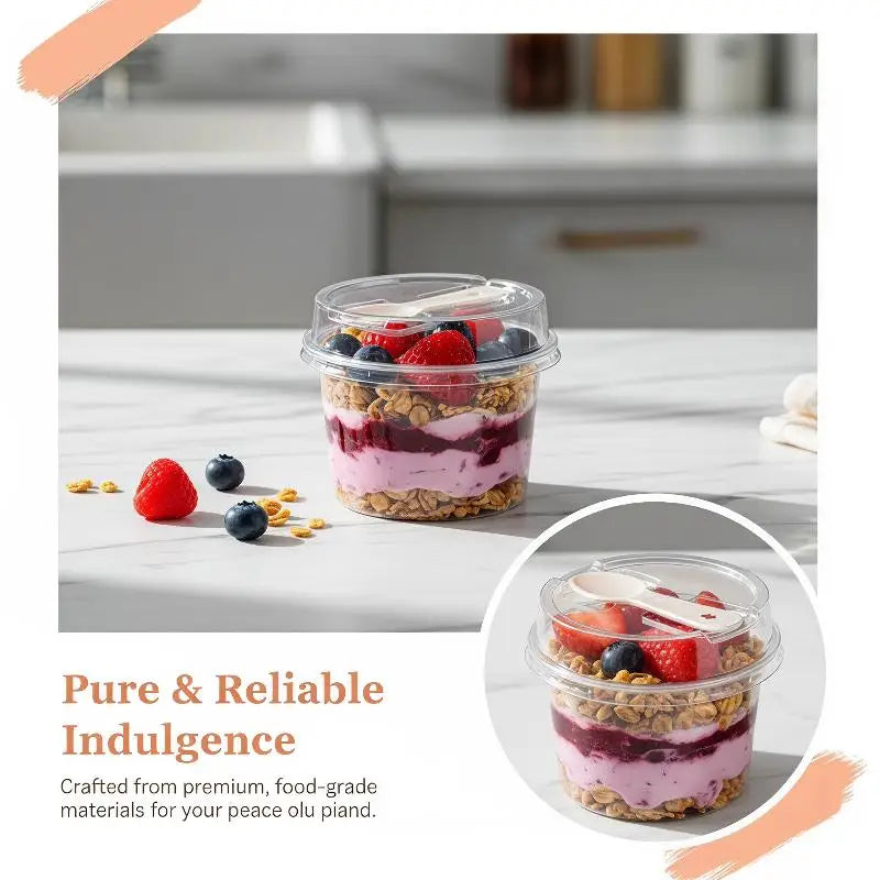 10-Pack Clear Dessert Cups with Lids & Spoons | 250ml Party Cups