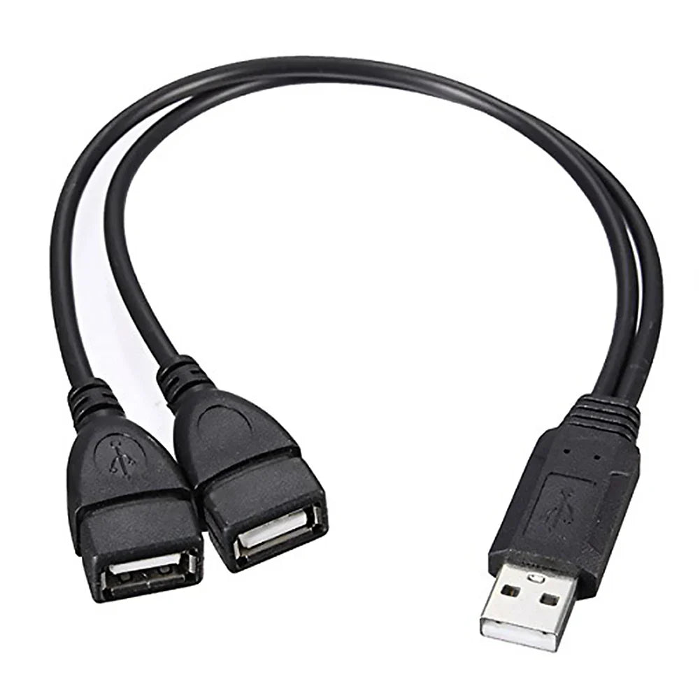 USB 2.0 Y Splitter Cable – Dual USB Female Power & Data