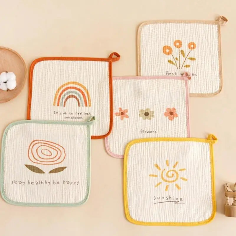 4-Layer Cotton Baby Washcloth | Soft Absorbent Crepe Towel