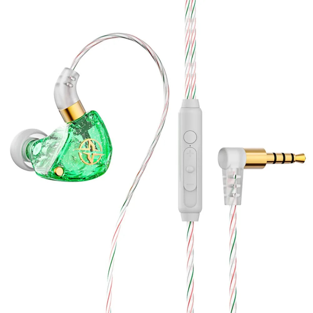3.5mm Wired Earphone in-Ear with Mic Wired Headset Elbow Deep Bass Earpiece Headset Mobile Phone/Tablet/Computer Peaceful Pleasures Health and Wellness Green