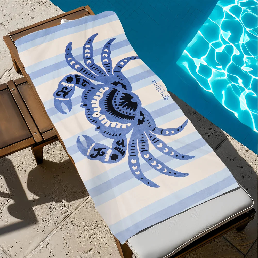 Cute Cartoon Seafood Beach Towel – Quick Dry Soft Pool Towel Quick Dry Beach Towel Peaceful Pleasures Health and Wellness z5 STJ150x180CM