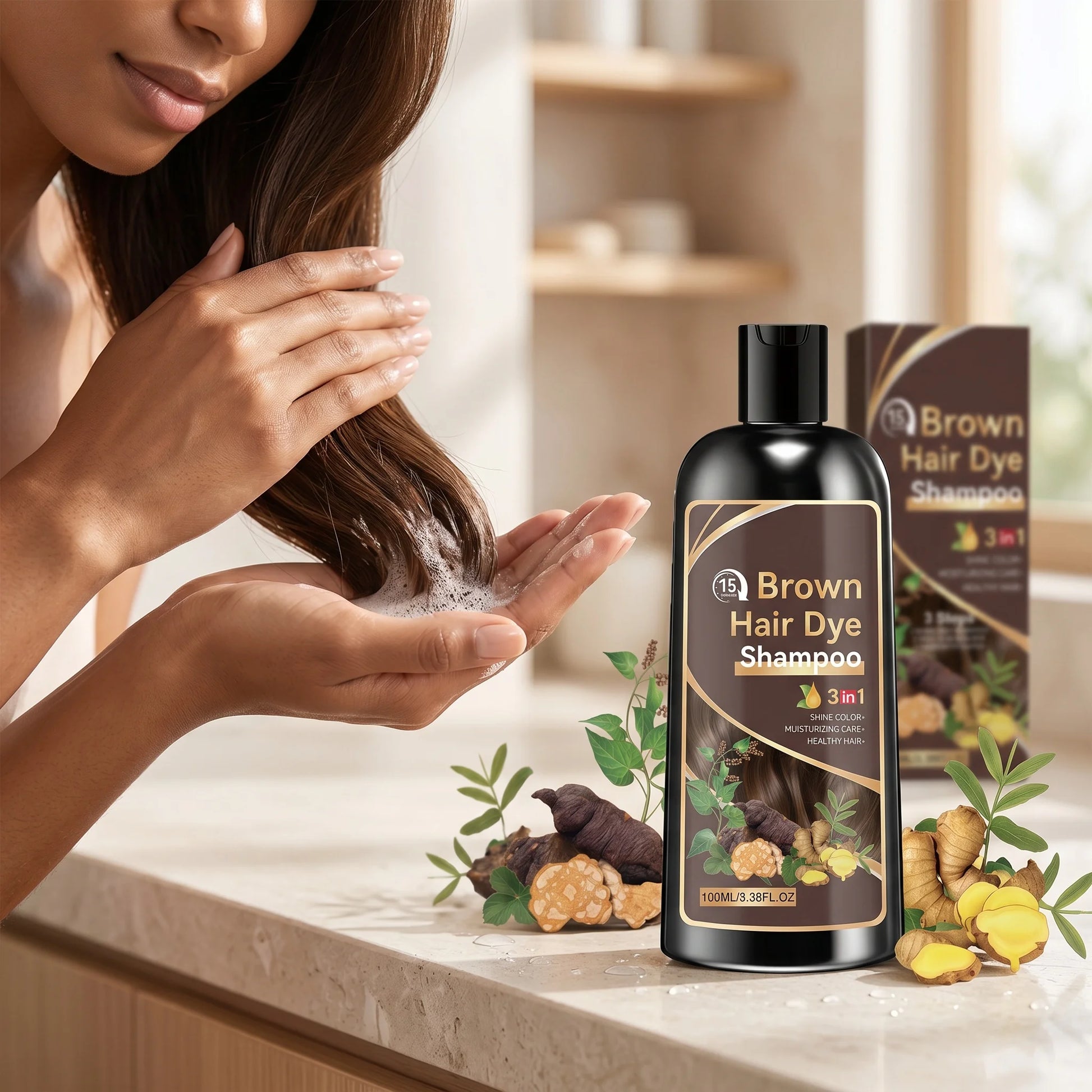 Natural Plant-Based Hair Coloring Shampoo Moisturizing Coverage Gray Hair Long-Lasting Black Color 3 in 1 Black Hair Dye Shampoo Peaceful Pleasures Health and Wellness