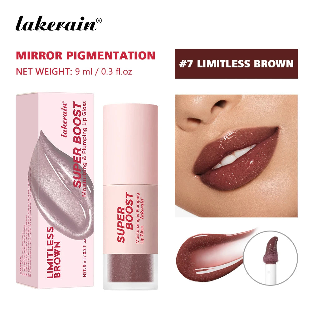 Moisturizing & Plumping Lip Gloss High Shine or Shimmer Finish Long Lasting Hydration Care Fresh Sensation Non-Sticky Lip Gloss Peaceful Pleasures Health and Wellness Limitless Brown
