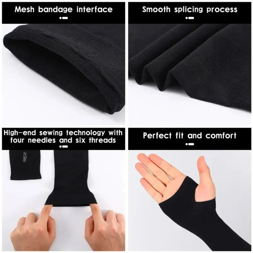 1 Pair Summer Finger Sleeve Ice Cool Wearing High Elastic Elbow Spring Outdoor Riding Fingerless Fishing Custom Ice Silk Sleeve Peaceful Pleasures Health and Wellness