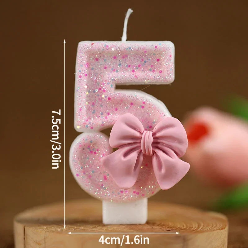 Hot Number Cake Candle Pink Glitter Birthday Candle 1 2 3 4 5 6 7 8 9 3D Number Candle Cake Topper Birthday Party Cake Decor Peaceful Pleasures Health and Wellness 5