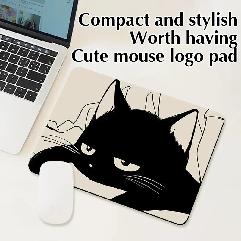 Black Cat Mousepad – Non-Slip Natural Rubber Desk Mat