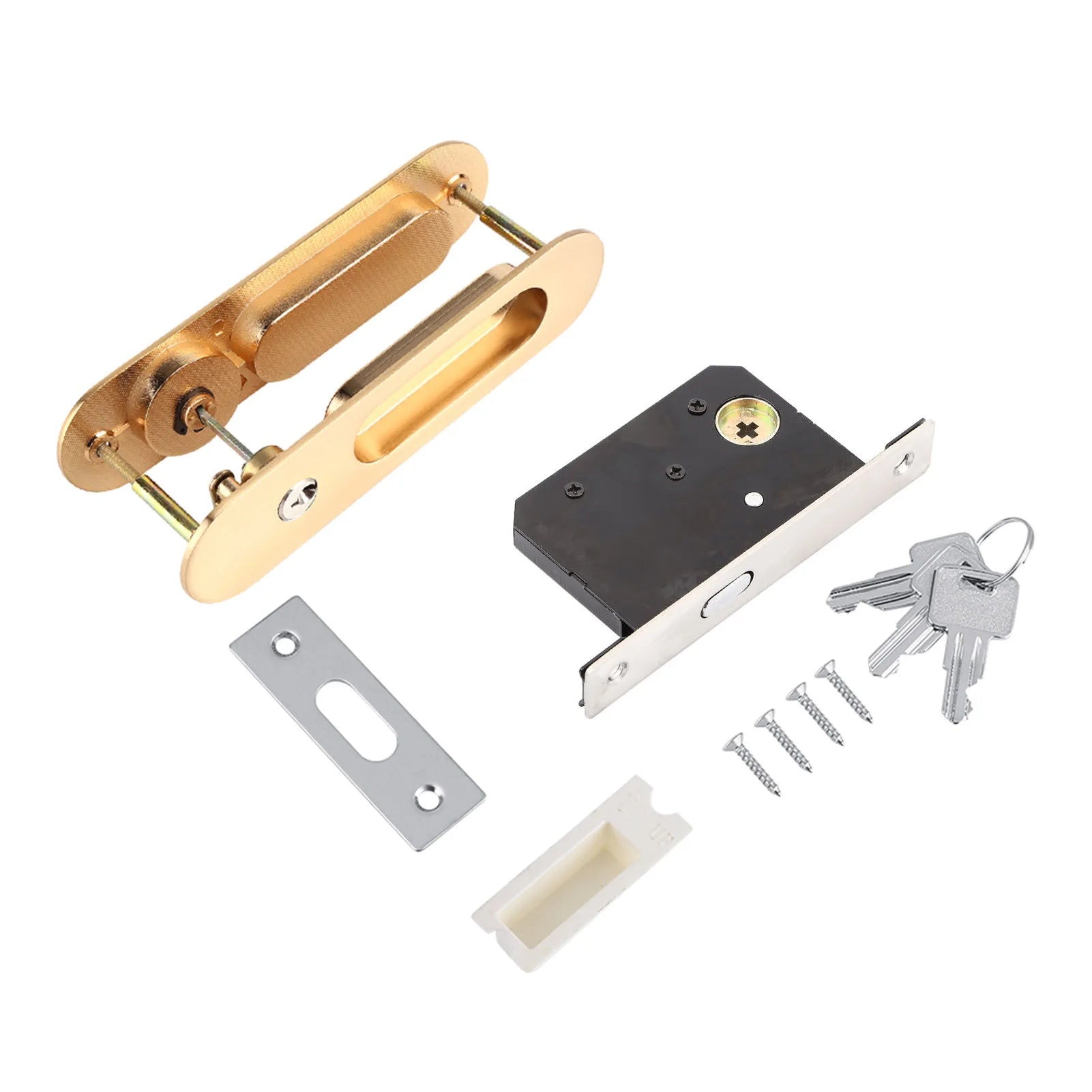 Barn Handle Sliding Handle Antitheft with Keys for Barn Wood Furniture Hardware Sliding Peaceful Pleasures Health and Wellness gold