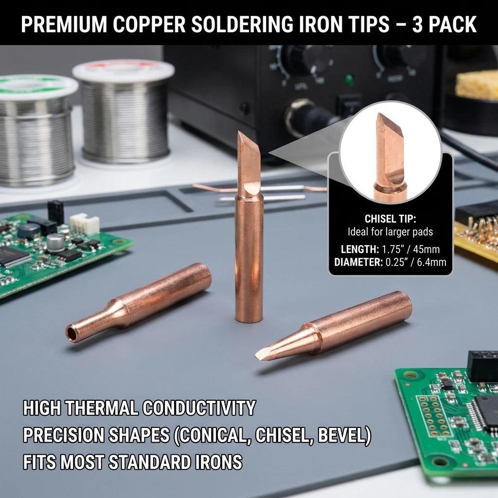 5-Pc 900M Pure Copper Soldering Iron Tips Set for 936 Station