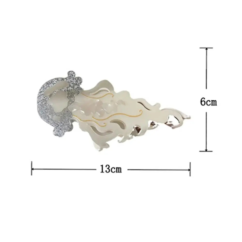 Shark & Jellyfish Acetate Hair Claw Clip – Marine Life Design
