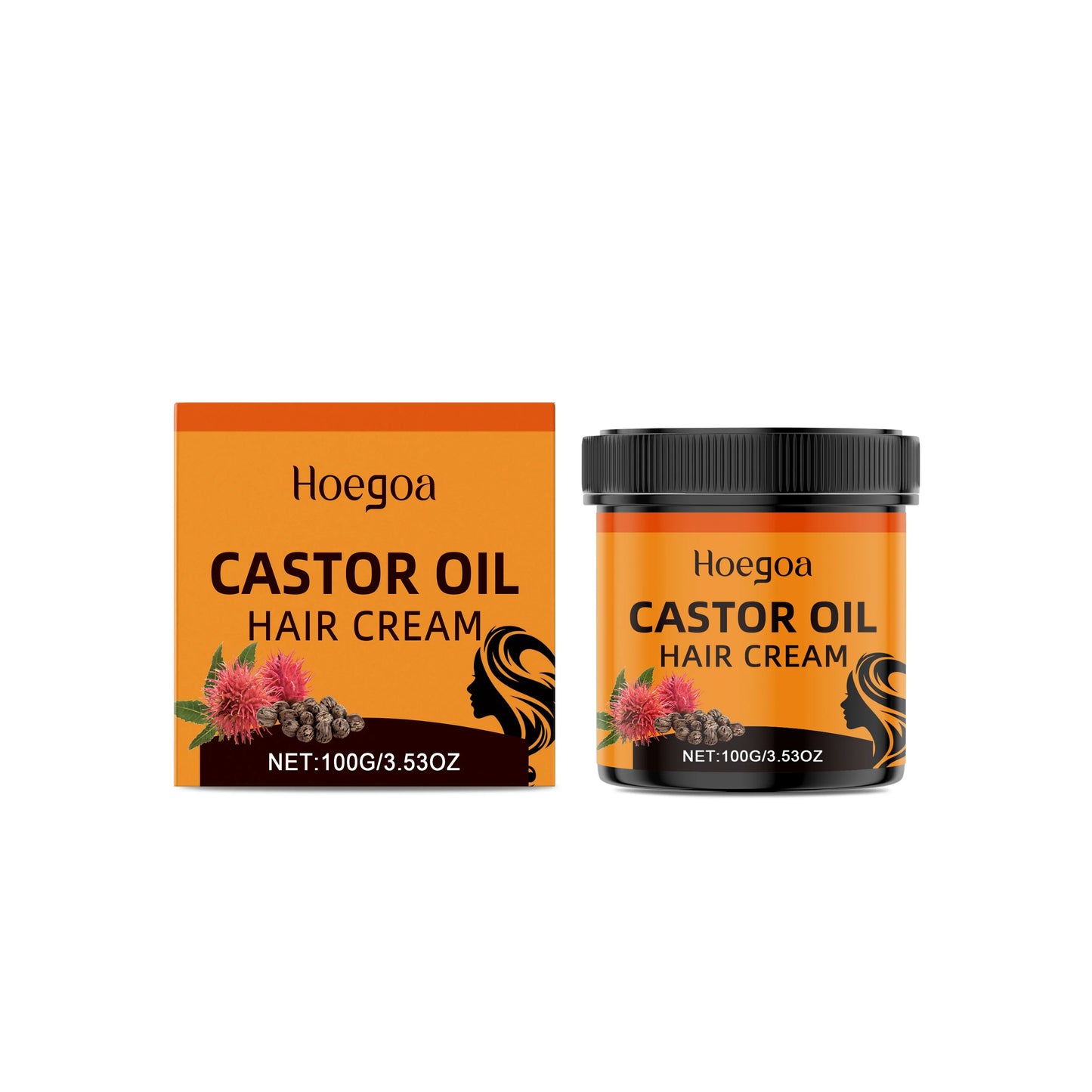 HOEGOA Castor Oil Leave-In Hair Cream – Frizz & Dry Hair