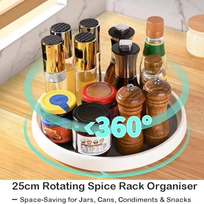 360° Rotating Spice Rack Turntable | Non-Skid Kitchen Organizer