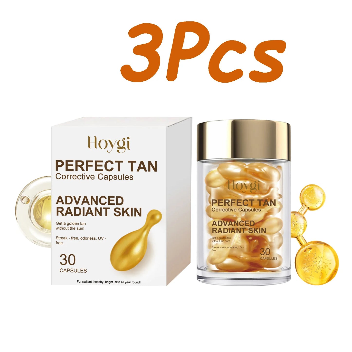 Sunless Self-Tanning Capsules – Natural Bronze Glow Serum 30pc