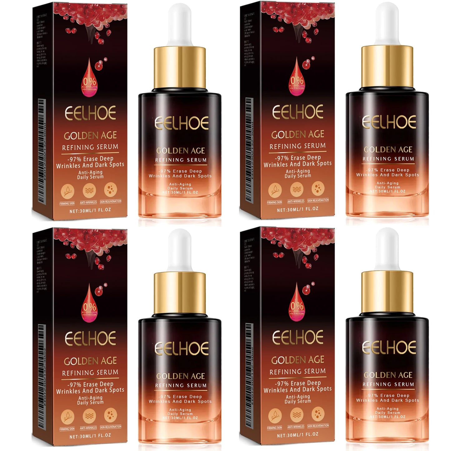 Golden Age Refining Serum Deeply Nourishing Reduce Fine Line Lift and Tighten the Skin Control Oil Moisturizing Facial Essence Peaceful Pleasures Health and Wellness 4 x 30ml Boxed