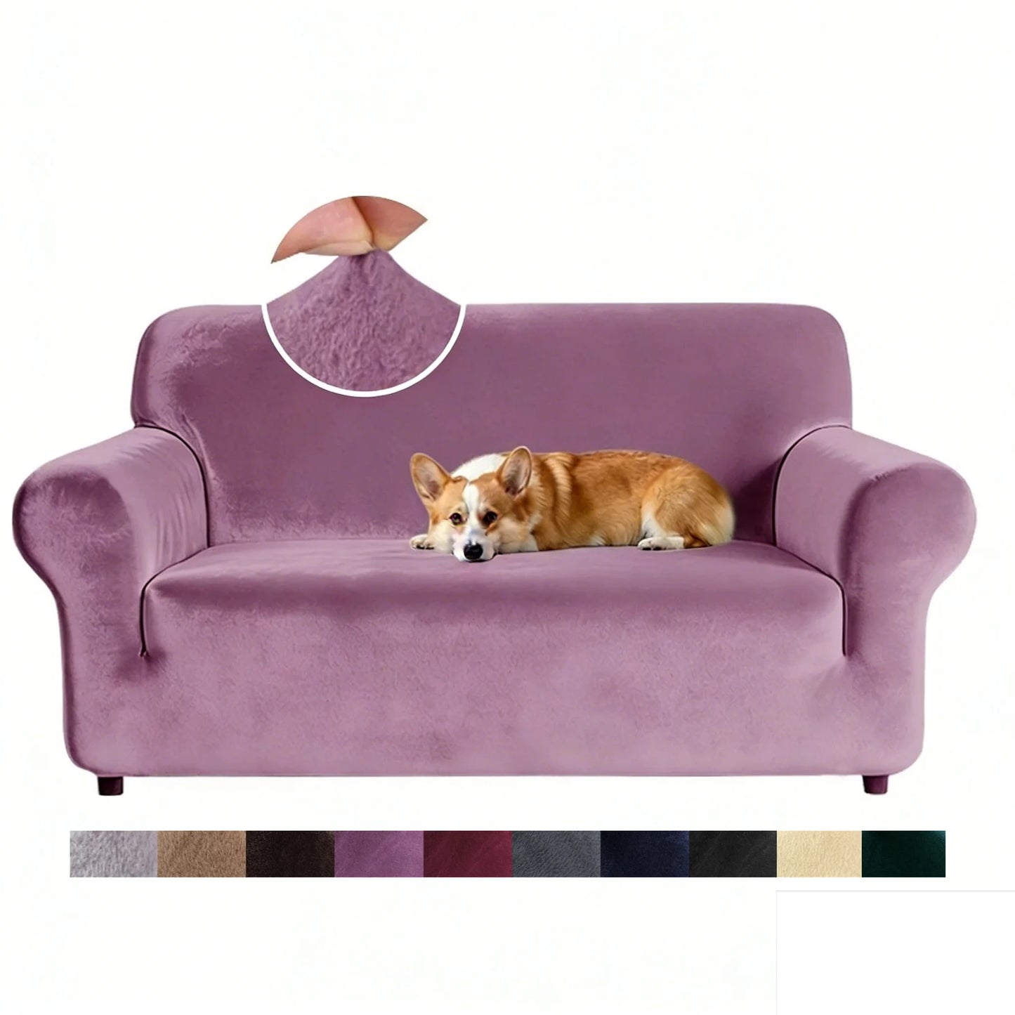 Premium Thicken Plush Velvet Sofa Cover Upgraded 3D Armrest Shape Stretch Couch Cover Sofa Slipcover Luxury Furniture Protector Peaceful Pleasures Health and Wellness Lavender 3seat (190-230cm)