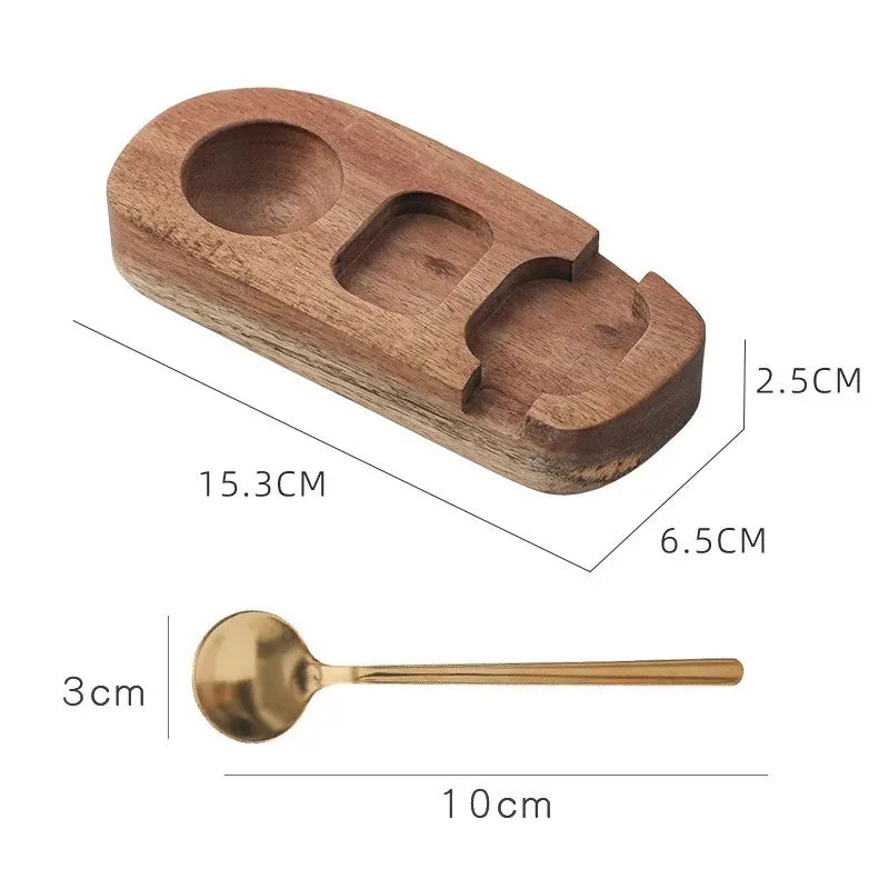 Multi-Function Wooden Egg Tray Handmade Creative Punch Cup Holder Eco-Friendly Simple Eggshell Cup Egg Holder Kitchen Accessorie Peaceful Pleasures Health and Wellness Egg holder and spoon