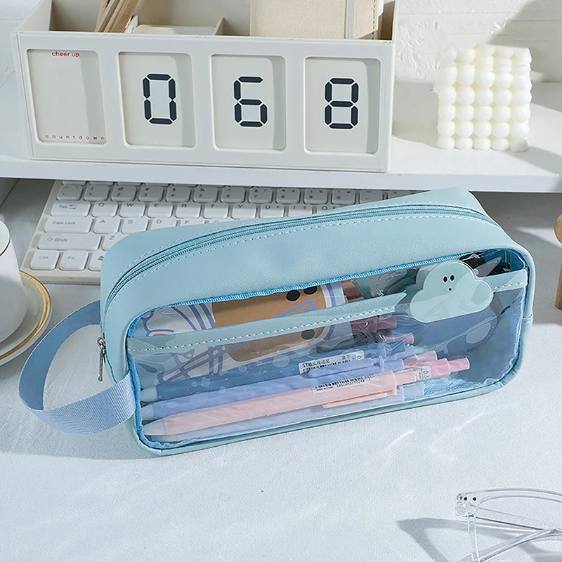 Transparent Large Capacity Pencil Case – Waterproof PVC Pouch