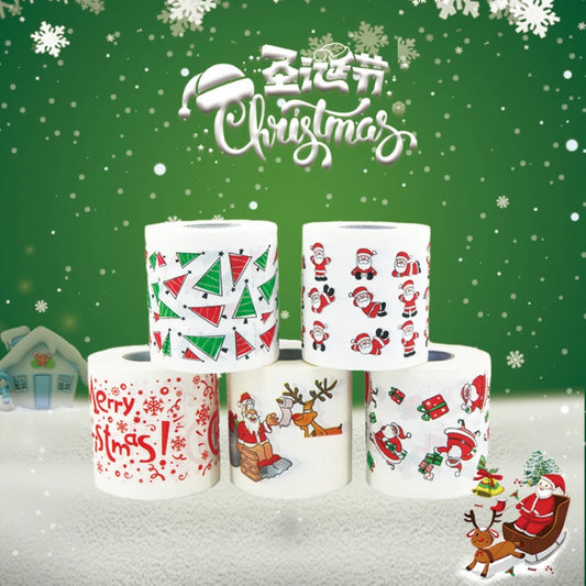 2Pcs Christmas Printed Tissue Disposable Printed Toilet Tissues Toilet Roll Paper Christmas Ornaments For Party New Year Gifts Peaceful Pleasures Health and Wellness