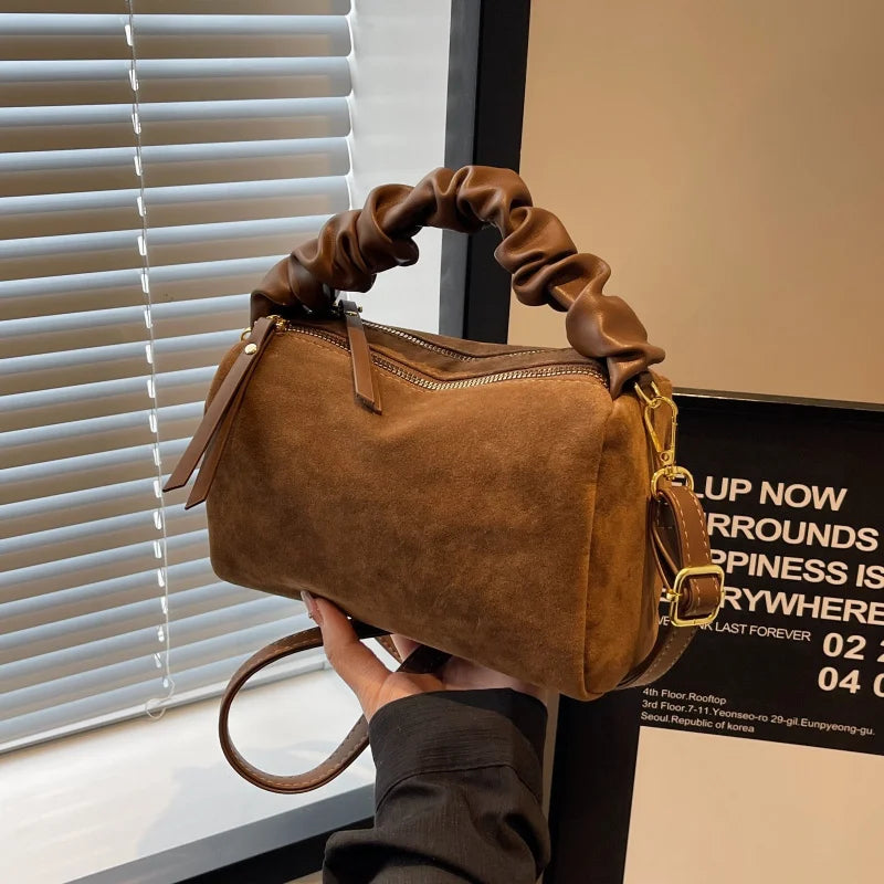 New Maillard Style Suede Small Square Bag Autumn Winter Fashion Versatile Large Capacity Commuter Shoulder Crossbody Pillow Bag Peaceful Pleasures Health and Wellness