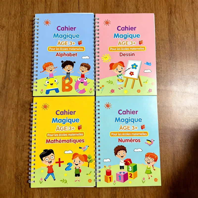 4 French Calligraphy Practice Sets Alphabet Number Workbook Beginner