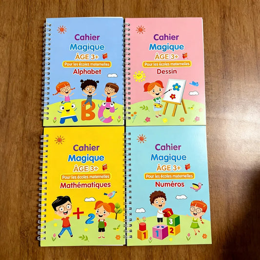 4 French Calligraphy Practice Sets Alphabet Number Workbook Beginner Peaceful Pleasures Health and Wellness