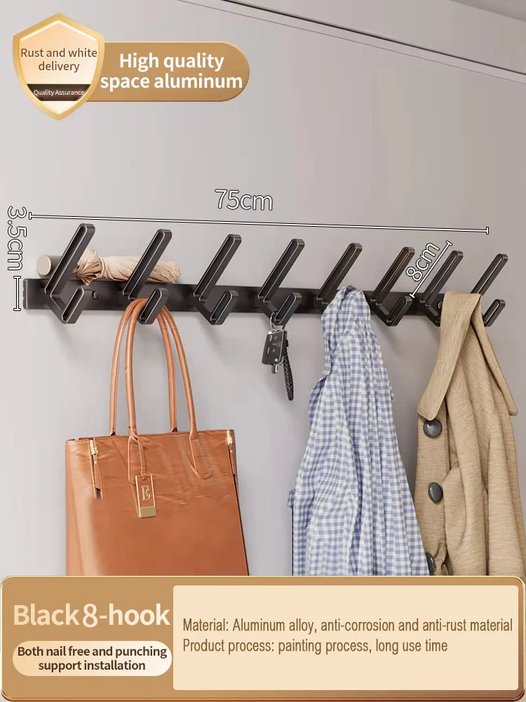 No-Drill Aluminum Wall Hooks – 6 Robe & Clothes Hangers