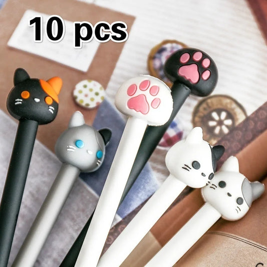 Kawaii Cat Gel Pen Cute Claw Black Ink Writing Stationery Office Peaceful Pleasures Health and Wellness
