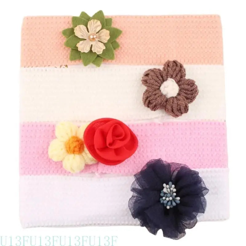 Kids Fabric Flower Headbands 4-Pack | Baby Girls Hair Accessories